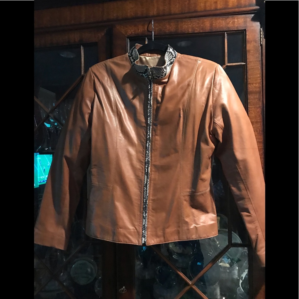 Custom made lamb leather snakeskin jacket